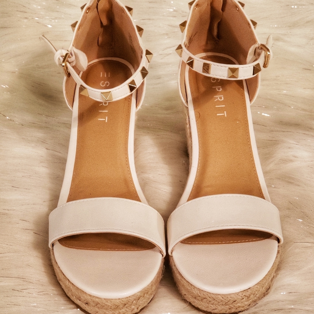 Esprit Romy White Gold Espadrille Wedges